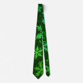 Groene Glitter Kerstsneeuwvlokken Stropdas (Voorkant)