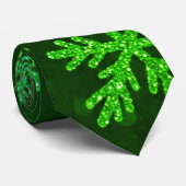 Groene Glitter Kerstsneeuwvlokken Stropdas (Opgerold)