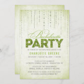 Groene Glitter Kijk Bachelorette Partij Uitnodigin Kaart (Voorkant / Achterkant)