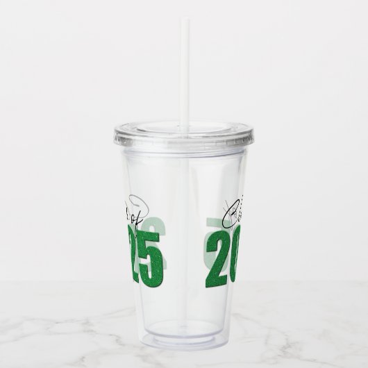 Groene Glitter Klasse van 2025 Acryl Drinkbeker (Rechts)