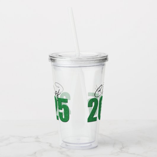 Groene Glitter Klasse van 2025 Acryl Drinkbeker (Links)