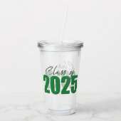 Groene Glitter Klasse van 2025 Acryl Drinkbeker (Achterkant)