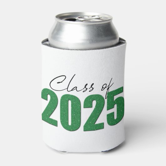 Groene Glitter Klasse van 2025 Blikjeskoeler (Blikje Voorkant)