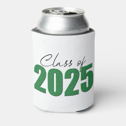 Groene Glitter Klasse van 2025 Blikjeskoeler (Blikje Achterkant)