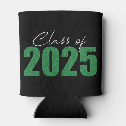 Groene Glitter Klasse van 2025 Blikjeskoeler (Achterkant)
