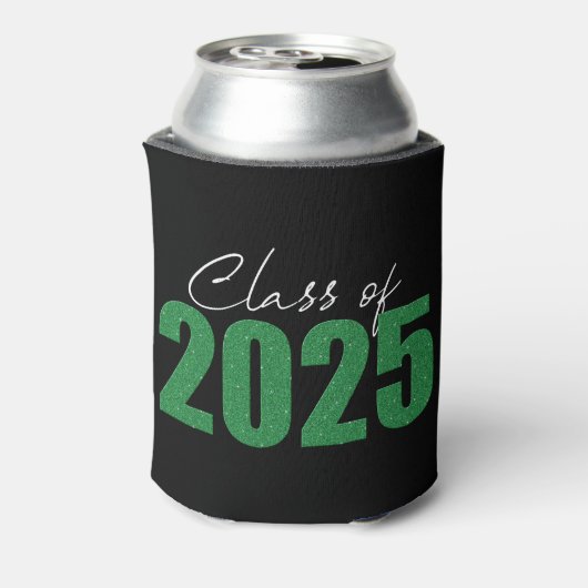 Groene Glitter Klasse van 2025 Blikjeskoeler (Blikje Achterkant)