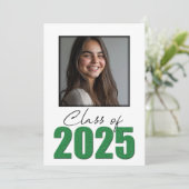 Groene Glitter Klasse van 2025 Foto Aankondiging (Staand voorkant)