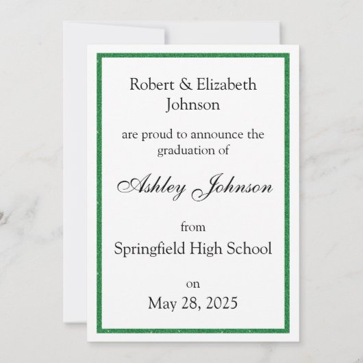 Groene Glitter Klasse van 2025 Foto Aankondiging (Achterkant)