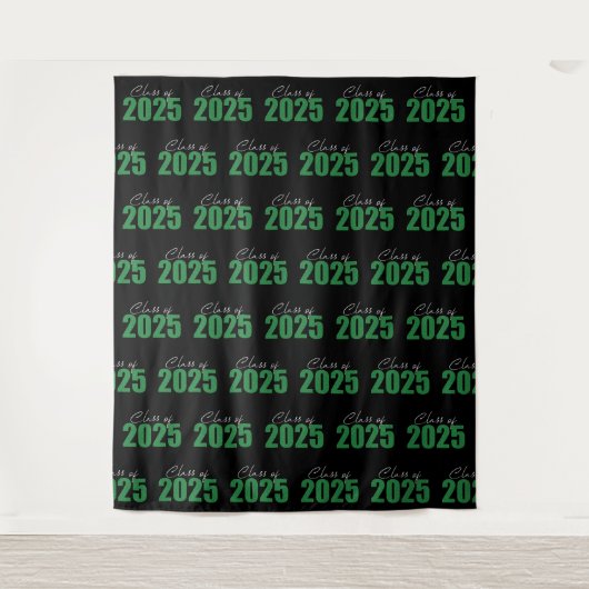Groene Glitter Klasse van 2025 Foto Achtergrond Wandkleed (Voorkant)
