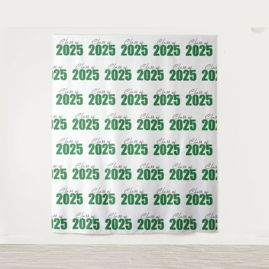 Groene Glitter Klasse van 2025 Foto Achtergrond Wandkleed (Voorkant)