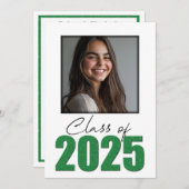 Groene Glitter Klasse van 2025 Foto Open Huis Kaart (Voorkant / Achterkant)