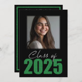 Groene Glitter Klasse van 2025 Foto Open Huis Kaart (Voorkant / Achterkant)