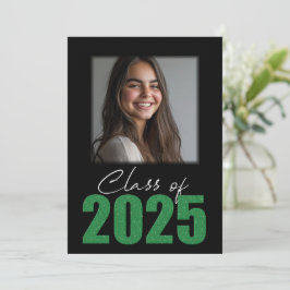 Groene Glitter Klasse van 2025 Foto Open Huis Kaart