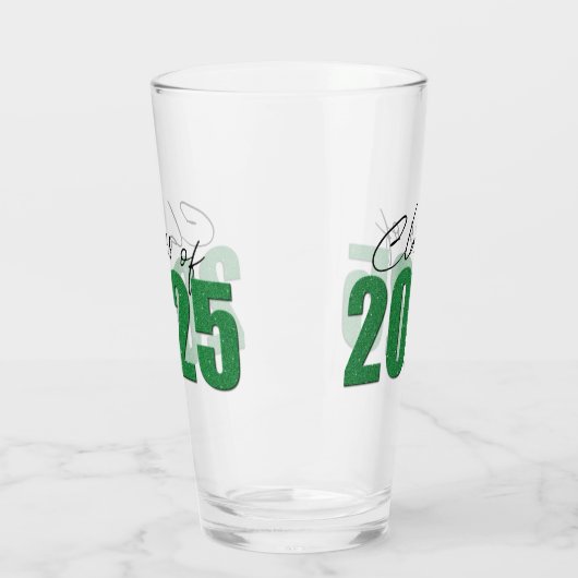 Groene Glitter Klasse van 2025 Glas (Links)