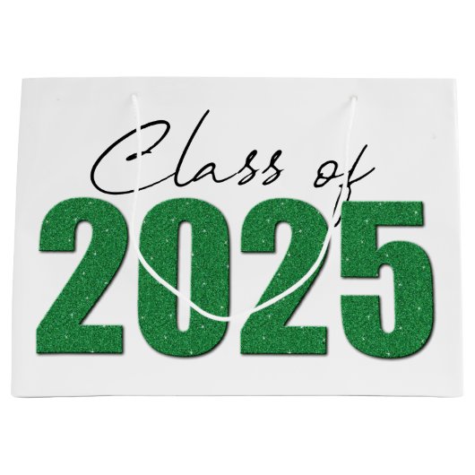 Groene Glitter Klasse van 2025 Groot Cadeauzakje (Voorkant)