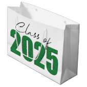 Groene Glitter Klasse van 2025 Groot Cadeauzakje (Voorkant Gekanteld)
