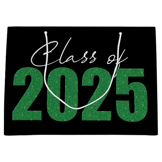Groene Glitter Klasse van 2025 Groot Cadeauzakje (Voorkant)