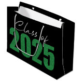 Groene Glitter Klasse van 2025 Groot Cadeauzakje (Voorkant Gekanteld)