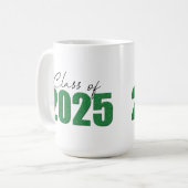 Groene Glitter Klasse van 2025 Koffiemok (Voorkant links)