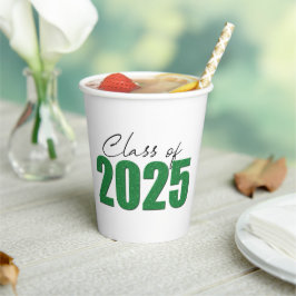 Groene Glitter Klasse van 2025 Papieren Bekers