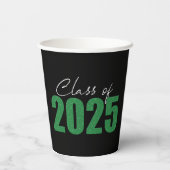 Groene Glitter Klasse van 2025 Papieren Bekers (Achterkant)