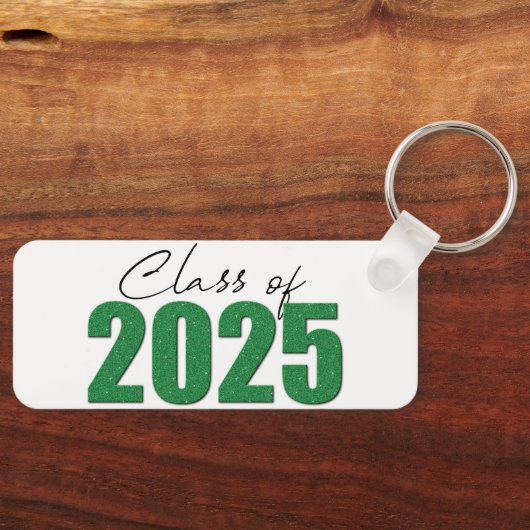 Groene Glitter Klasse van 2025 Sleutelhanger (Voorkant)