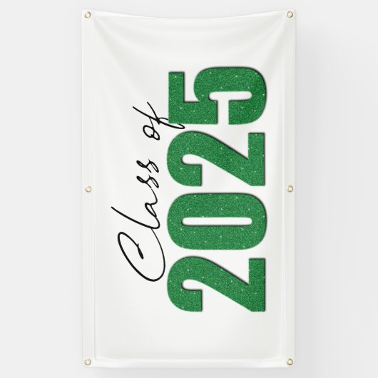 Groene Glitter Klasse van 2025 Spandoek (Verticaal)