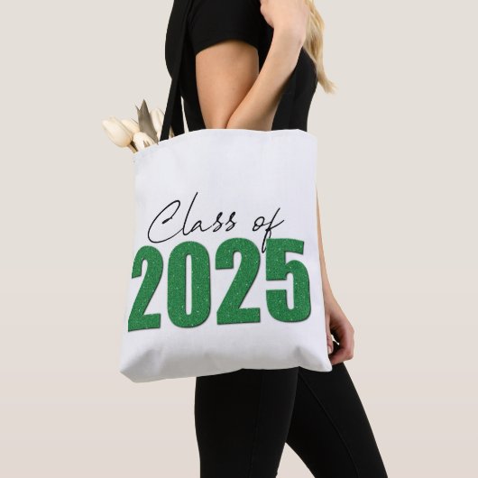 Groene Glitter Klasse van 2025 Tote Bag (Dichtbij)