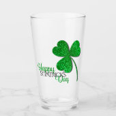 Groene Glitter Klaver Gelukkig St. Patrick's Day Glas (Voorkant)