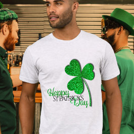 Groene Glitter Klaver Gelukkige St. Patrick's Dag  T-shirt