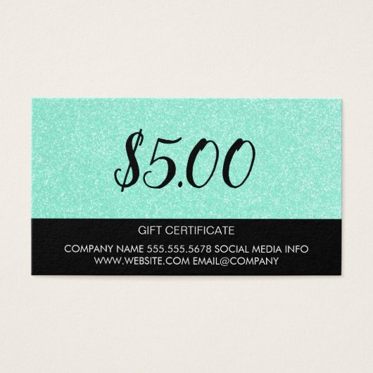 Groene Glitter | Korteningskaart Visitekaartje (Voorkant)