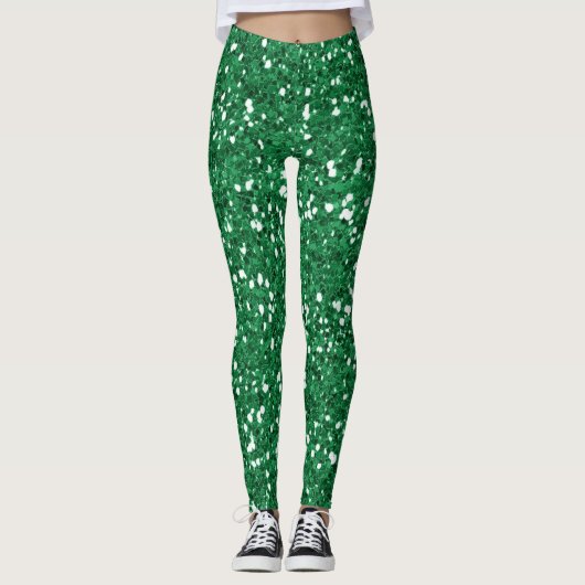 Groene glitter leggings (Voorkant)