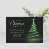 Groene Glitter Licht Boom Kerstfeest Kaart (Staand voorkant)