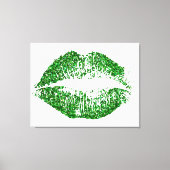 Groene Glitter Lips #2 Canvas Afdruk (Voorkant)