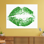 Groene Glitter Lips #2 Canvas Afdruk (Insitu (Woonkamer))