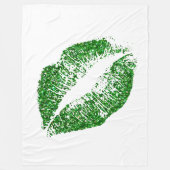 Groene Glitter Lips #4 Fleece Deken (Voorkant)