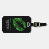 Groene Glitter Lips Bagagelabel (Voorkant horizontaal)