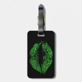Groene Glitter Lips Bagagelabel (Achterkant verticaal)