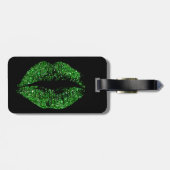 Groene Glitter Lips Bagagelabel (Achterkant horizontaal)