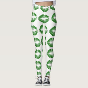 Groene Glitter Lips Leggings