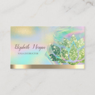 Groene Glitter Lotus Holografische Inkt Yoga Visitekaartje
