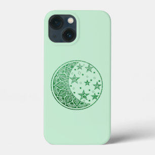Groene Glitter Maan en Sterren Mandala Case-Mate iPhone Case