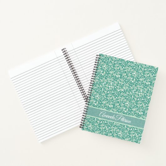 Groene glitter met witte vonken notitieboek (Binnen)
