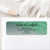 Groene Glitter Moderne Verlopende Retouradres Etiket (Insitu)