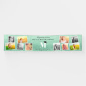 Groene Glitter Monogram 10 Foto Afstudeerfeestje Spandoek (Horizontaal)