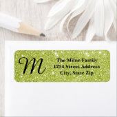 Groene Glitter Monogram - Retouradreslabels Etiket (Insitu)