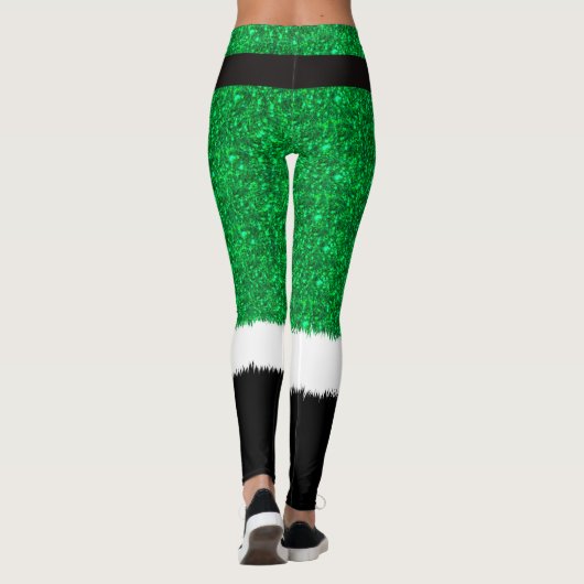 Groene glitter, mousserende sinteren met kerst leggings (Achterkant)