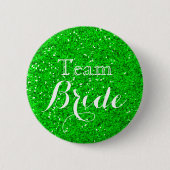 Groene Glitter Nep Folie Bruiloftsteam Bruid Ronde Button 5,7 Cm (Voorkant)