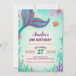 Groene glitter onder het Zee Mermaid Tail Birthday Kaart