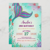 Groene glitter onder het Zee Mermaid Tail Birthday Kaart (Voorkant / Achterkant)